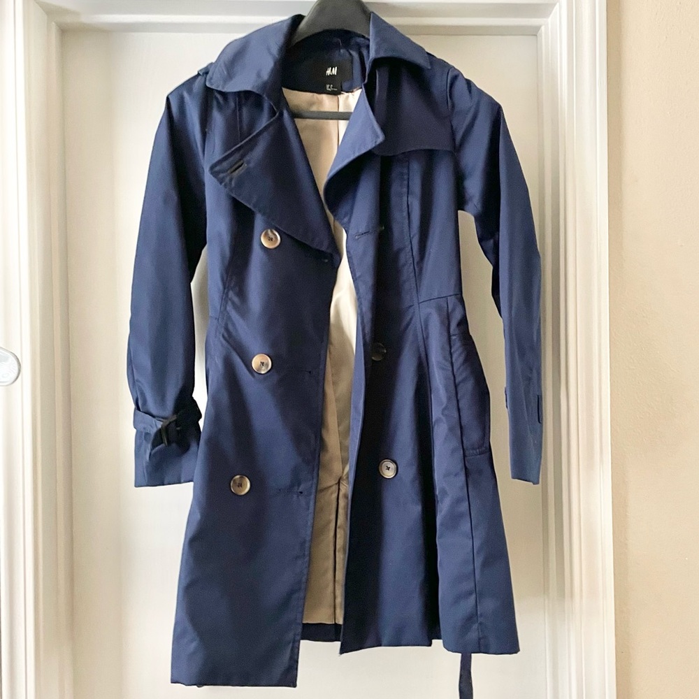 Blue H&M Trench Coat Size 4